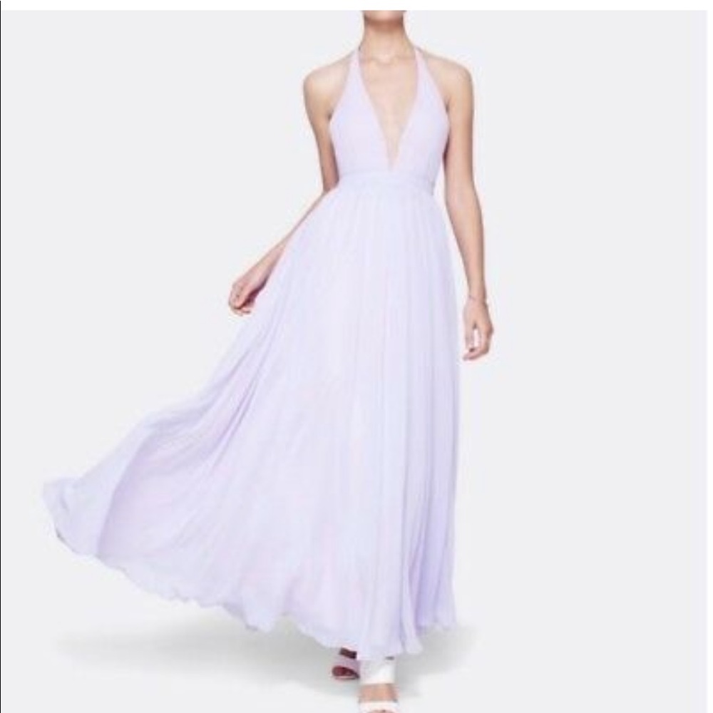 Fame and Partners Lilac Lavender Floor Length Gown- Deep V